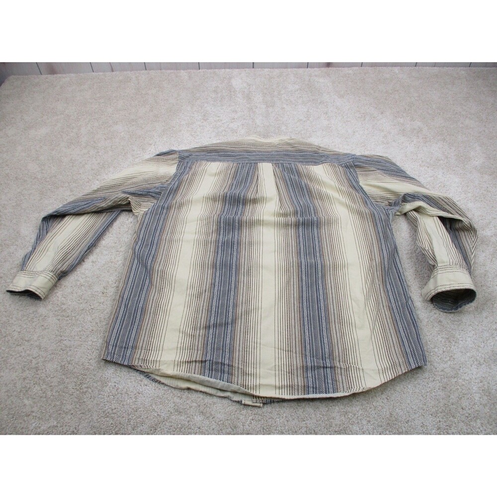 VINTAGE Tommy Hilfiger Shirt Men Medium Beige Herringbone Crest Button Up 90s - Picture 7 of 12